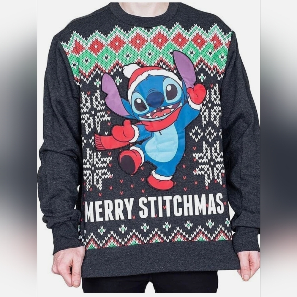 Disney MERRY STITCHMAS Grey Christmas Print Sweatshirt XXL 16 18